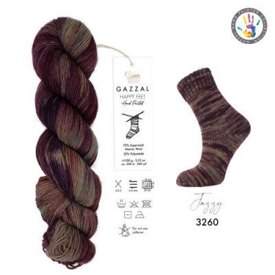 Gazzal Happy feet (3260) 75% меринос супервош, 25% полиамид 100 г/330 м